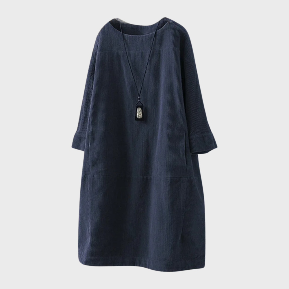 Freja | Elegant Fløjlskjole med Blød Struktur | Vanero