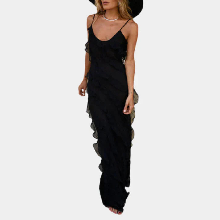 Cathrine | Elegant Maxikjole med Volanter l Vanero