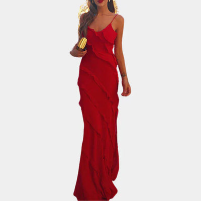 Cathrine | Elegant Maxikjole med Volanter l Vanero