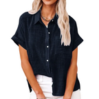 Damebluse Bomuld Polyester | Løs Pasform Sommerbluse | Let Design Til Hverdagsbrug Arbejde & Ferie | Vanero