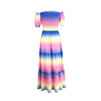 Damekjole Polyester | Off-Shoulder A-Linje Kjole | Lagdelt Nederdel til Sommer- og Hverdagsbrug | Vanero