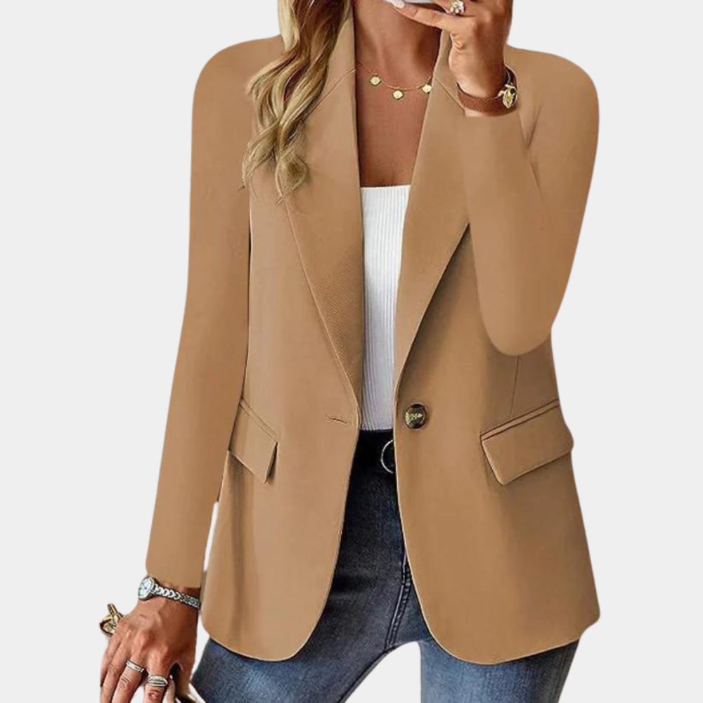Dame Blazer Stofblanding | Skræddersyet Pasform Blazer | Struktureret Design Til Arbejde, Hverdagsbrug & Arrangementer | Vanero