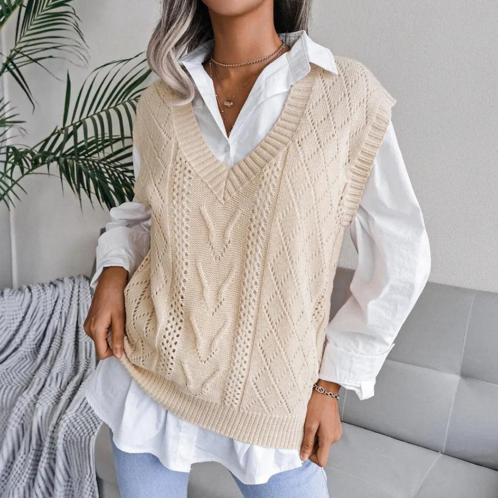 Vena l Elegant langærmet med V-hals matchende vest l Vanero