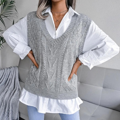 Vena l Elegant langærmet med V-hals matchende vest l Vanero