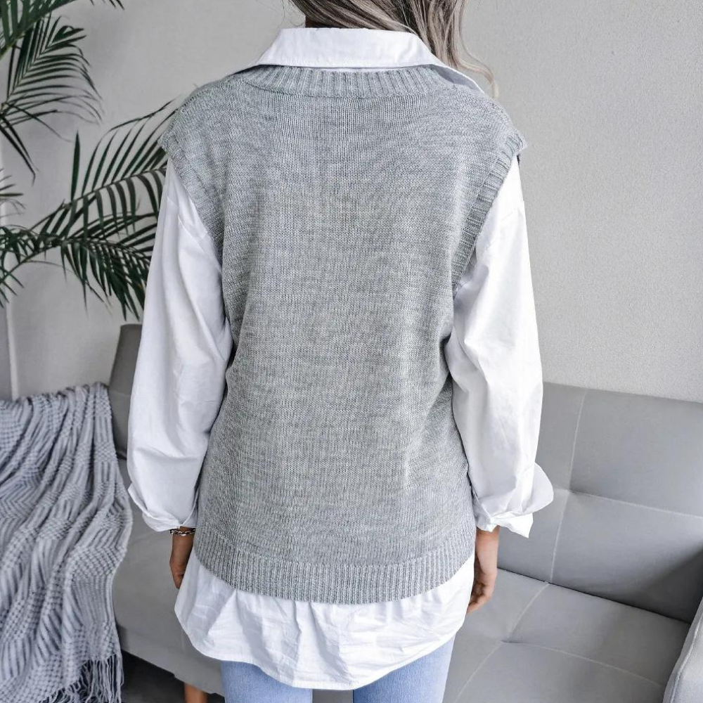 Top & Vest Sæt Tekstilmateriale | Regular Fit Todelt Sæt | Lag-På-Lag Design Til Hverdagsbrug & Arbejde | Vanero