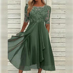 A-Line Kjole Blonder & Chiffon | Regular Fit Kjole | Blondedetaljer til Hverdagsbrug & Arrangementer | Vanero