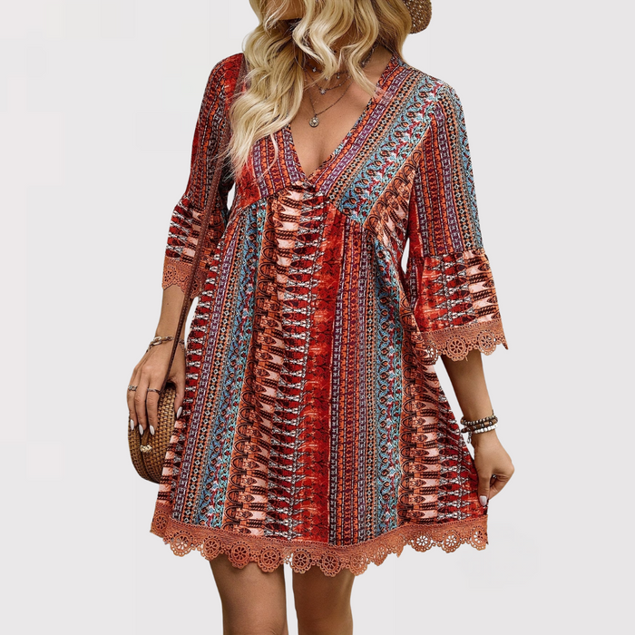 Melina | Boho Chic V-Hals Kjole l Vanero