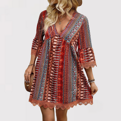 Melina | Boho Chic V-Hals Kjole l Vanero