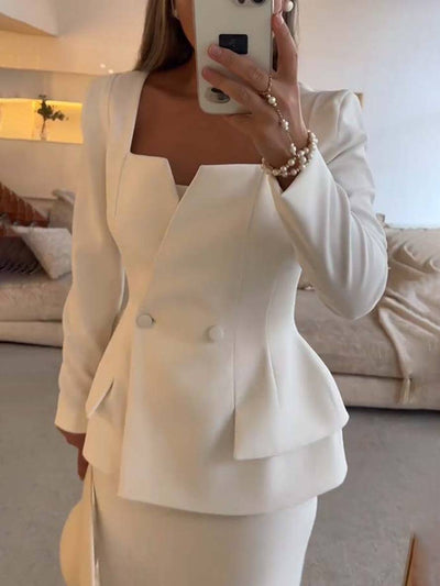 Elegant todelt kontorsæt til kvinder l Blazer & lang nederdel l Vanero