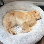 Fluffy Kæledyrsseng Kunstpels | Rund Hunde- & Katteseng Med Høj Kant | Vaskbar Indendørs Soveplads | Vanero