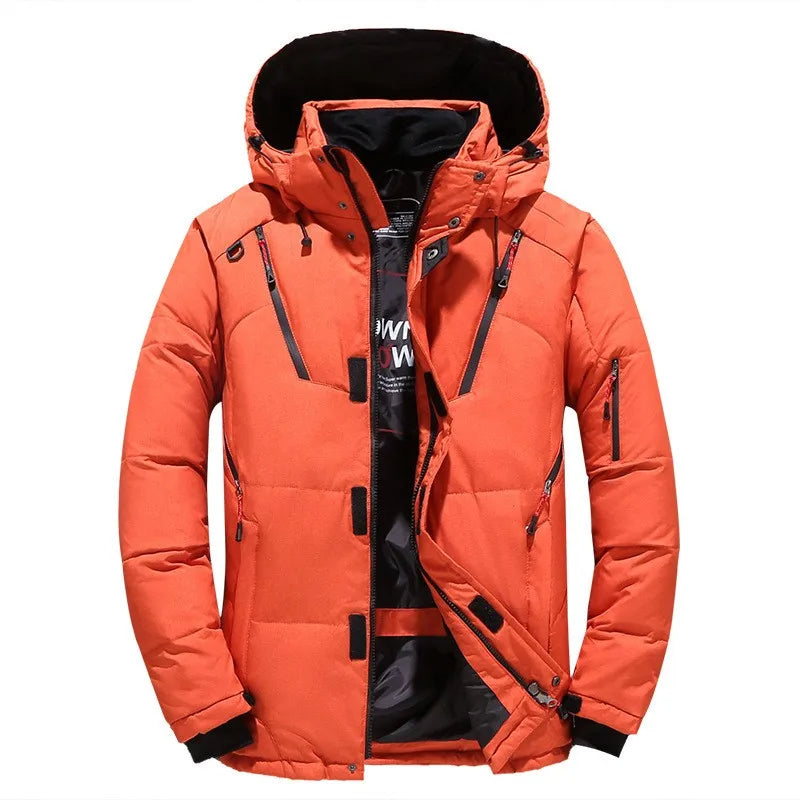 Pedersen Hvide Andedun & Polyester | Regular Fit Termisk Skisæt | Aftagelig Hætte til Vintersport & Udendørsbrug | Vanero