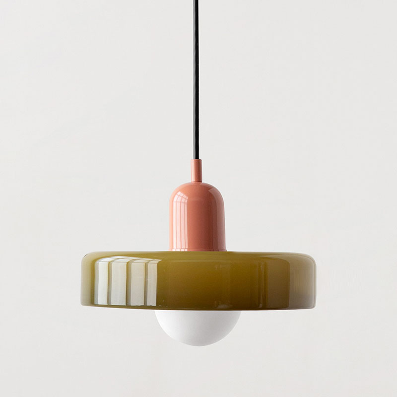 Bauhaus l Pendellampe af Farvet Glas l Vanero