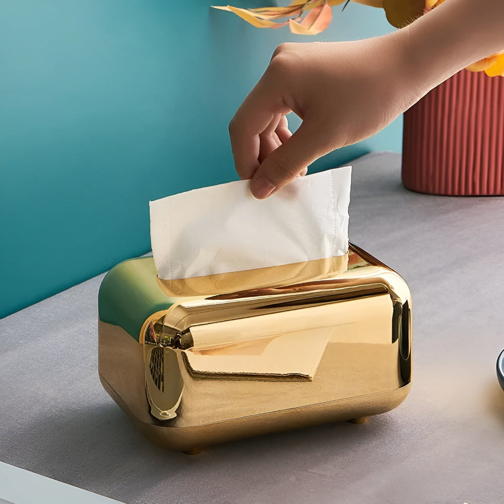 CaseDeluxe | Spejl Finish Guld Tissue Box Opbevaringsboks Holder/Organizer | Vanero