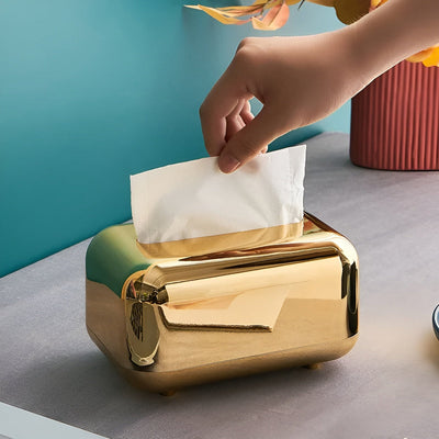 CaseDeluxe | Spejl Finish Guld Tissue Box Opbevaringsboks Holder/Organizer | Vanero