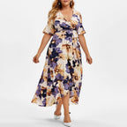 Kjole i Polyester- og Bomuldsblanding | Regular eller Slim Fit Blomstret Kjole | Sommerbrug til Hverdagsaktiviteter og Arrangementer | Vanero
