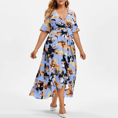 Emily | Plus size sommerkjole til kvinder med blomstermønster l Vanero