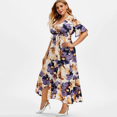 Emily | Plus size sommerkjole til kvinder med blomstermønster l Vanero
