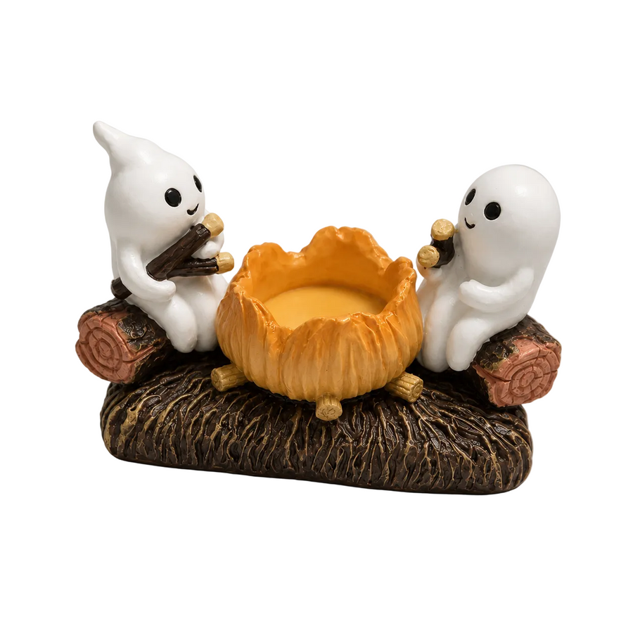 Halloween Spøgelses Lysestage | Harpiksdesign Med To Spøgelser | Fritstående Borddekoration Til Efterårsudsmykning | Vanero