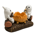 Halloween Spøgelses Lysestage | Harpiksdesign Med To Spøgelser | Fritstående Borddekoration Til Efterårsudsmykning | Vanero