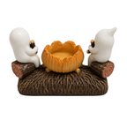 Halloween Spøgelses Lysestage | Harpiksdesign Med To Spøgelser | Fritstående Borddekoration Til Efterårsudsmykning | Vanero