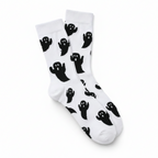 Unisex Halloween Sokker | Mellemhøj Pasform & Spøgelsesprint | Sort-Hvide Mønstrede Sokker Til Hverdag & Kostumefester | Vanero