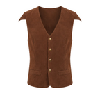 Herre Vest i Polyester med Fløjlslook | V-Hals & Knaplukning | Taljeret Historisk-Inspireret Vest Til Temabegivenheder | Vanero