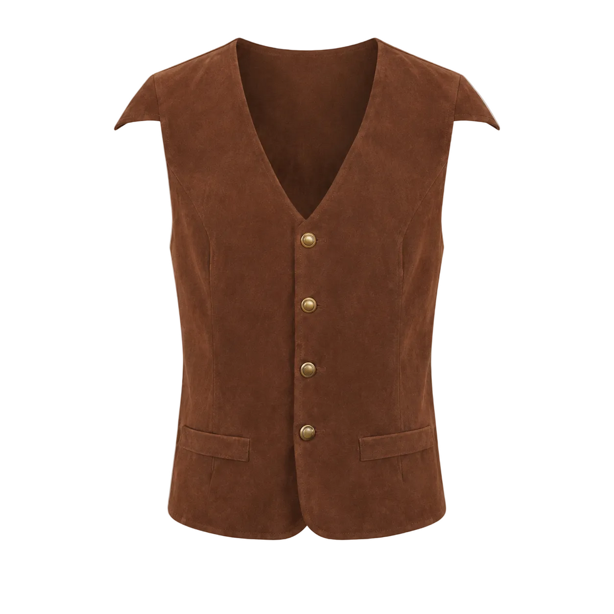 Herre Vest i Polyester med Fløjlslook | V-Hals & Knaplukning | Taljeret Historisk-Inspireret Vest Til Temabegivenheder | Vanero