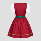 Dame Oktoberfest Kjole i Polyester | Snøredetalje & Forklæde | Korte Puffærmer Til Folkefester & Temafester | Vanero