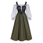 Dame Trachtenkjole i Polyester | Regular Pasform & Puffærmer | Traditionelt Inspireret Folkekjole Til Oktoberfest & Fester | Vanero