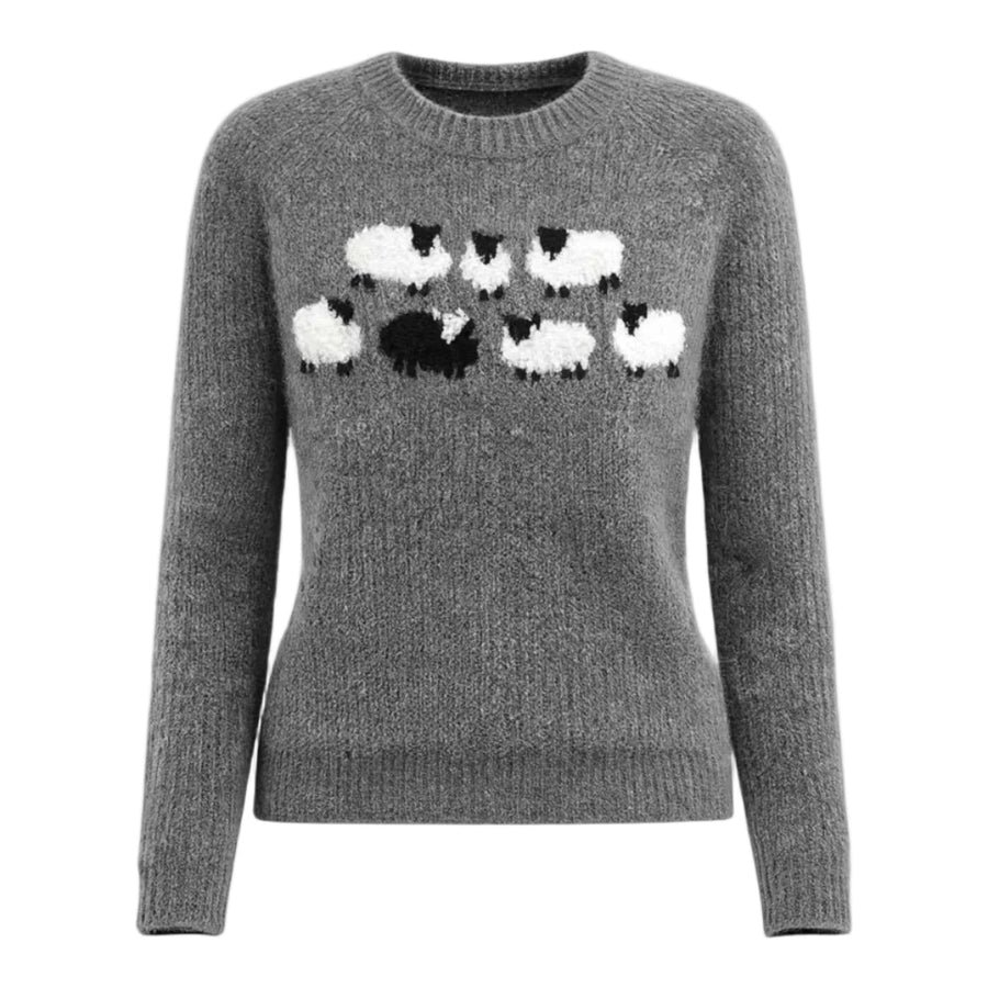 Retro Strikket Trøje Til Dame | Vintage-Inspireret Langærmet Design | Striktrøje Til Hverdagsbrug & Lag-På-Lag Om Efteråret | Vanero