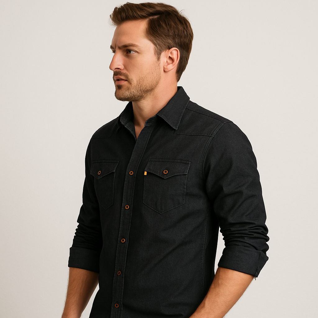 AdaptiveFit l Cotton Denim Skjorte: Skræddersyet Til Mænd l Vanero