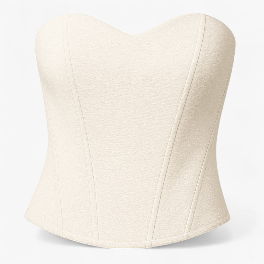 Dame Satin Korsettop | Struktureret Bustier-Design & Frontlynlås | Lang Ærmeløs Top Til Aftenbrug & Lagdelte Outfits | Vanero