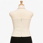 Dame Satin Korsettop | Struktureret Bustier-Design & Frontlynlås | Lang Ærmeløs Top Til Aftenbrug & Lagdelte Outfits | Vanero