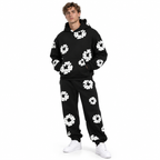 Unisex Træningsdragt Med Blomsterprint | Hoodie & Matchende Bukser | Todelt Casual Sæt Til Hverdag, Rejser & Fritid | Vanero