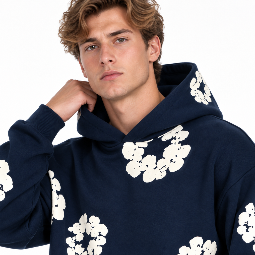 Unisex Træningsdragt Med Blomsterprint | Hoodie & Matchende Bukser | Todelt Casual Sæt Til Hverdag, Rejser & Fritid | Vanero