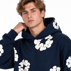 Unisex Træningsdragt Med Blomsterprint | Hoodie & Matchende Bukser | Todelt Casual Sæt Til Hverdag, Rejser & Fritid | Vanero