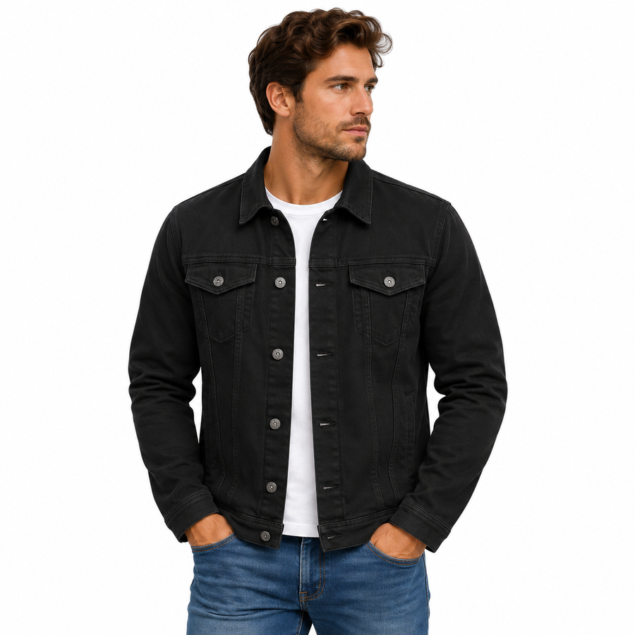 Herre Denim-Style Jakke | Knaplukning & Brystlommer | Langærmet Casual Jakke Til Hverdagsbrug & Lag-På-Lag | Vanero
