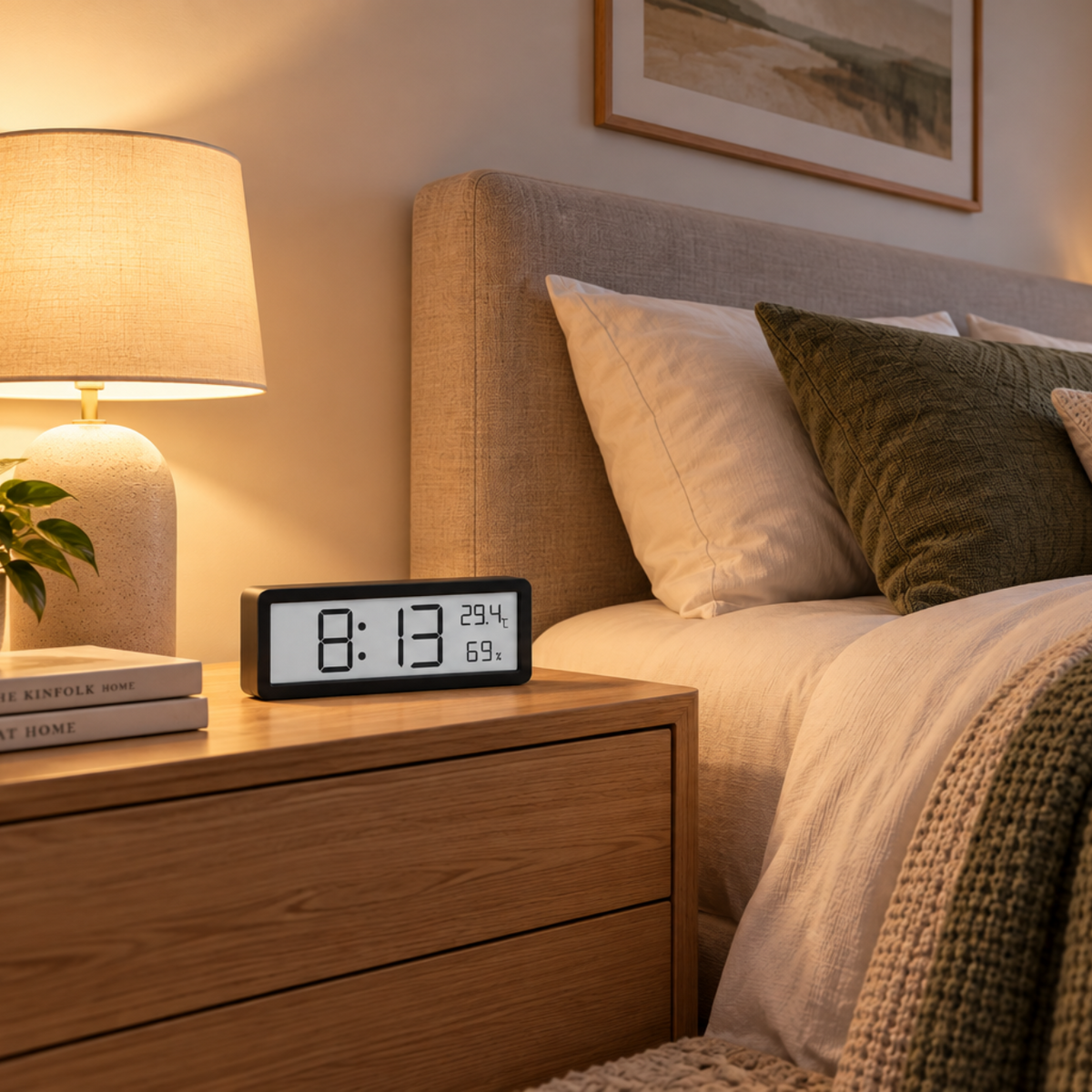 LED Vægur | Digital Tid, Temperatur & Luftfugtighed | Indendørs Ur Med Automatisk Lysstyrke & USB- eller Batteridrift | Vanero