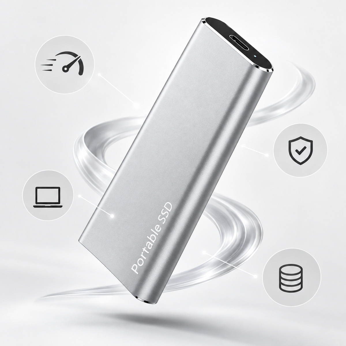 1TB Ekstern SSD | USB-C Tilslutning & Aluminiumlegering | Kompakt Plug-and-Play Solid-State-Drev Til Datalagring & Overførsel | Vanero