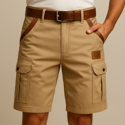 Petrus l Slidstærke Cargo Shorts med Læderdetaljer l Vanero