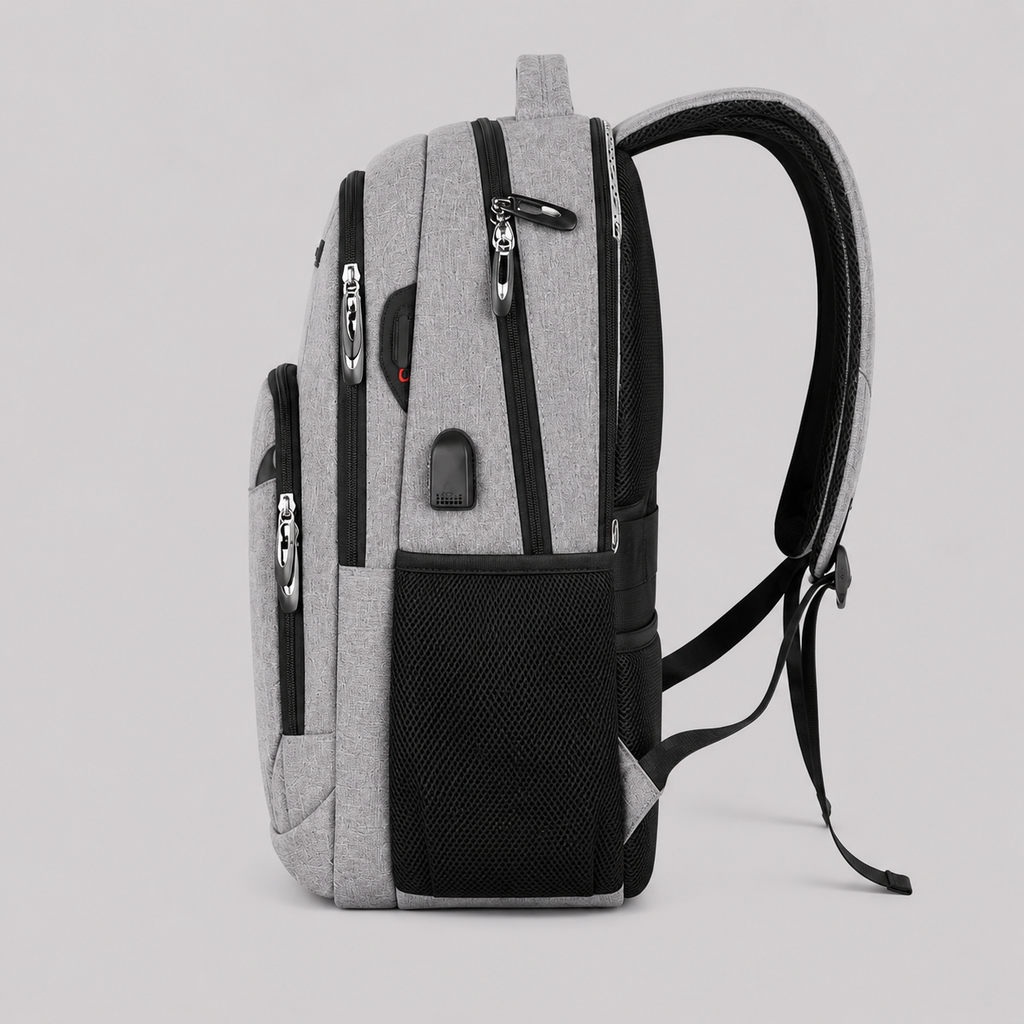 Laptoprygsæk I Polyester | Laptoprum Op Til 15,6 Tommer & USB-Port | Skjult Rum, Polstret Ryg & Trolleybånd | Vanero