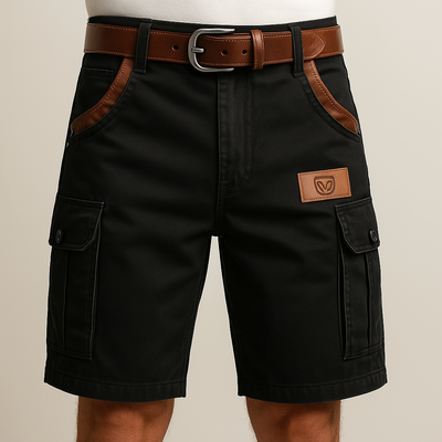Petrus l Slidstærke Cargo Shorts med Læderdetaljer l Vanero