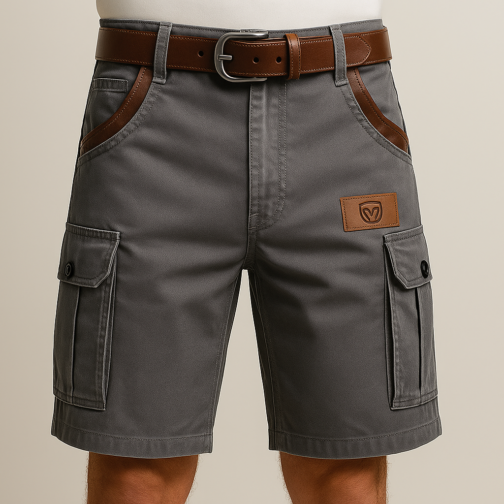 Petrus l Slidstærke Cargo Shorts med Læderdetaljer l Vanero