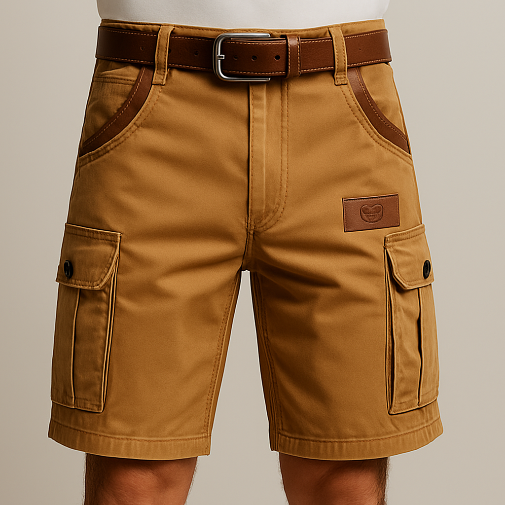 Petrus l Slidstærke Cargo Shorts med Læderdetaljer l Vanero