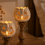 LED Græskardekoration | Elektronisk Varmt Lys & Udskåret Ansigt | Fritstående Halloween-Pynt Til Borde & Indendørs Udstilling | Vanero