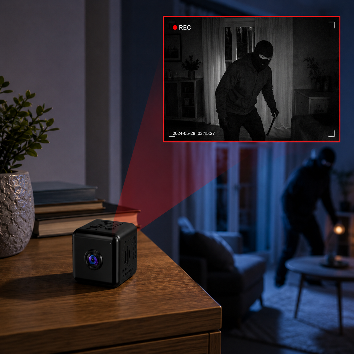 Indendørs Kamera med WiFi | 1080P Full HD & Nattesyn | Bevægelsesdetektion, Livevisning & App-Adgang | Vanero