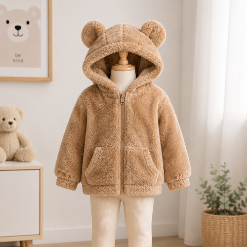 Baby Teddyjakke i Fleece | Blødt Overtøj Med Varm Struktur | Til Hverdagsbrug Efterår & Vinter | Vanero