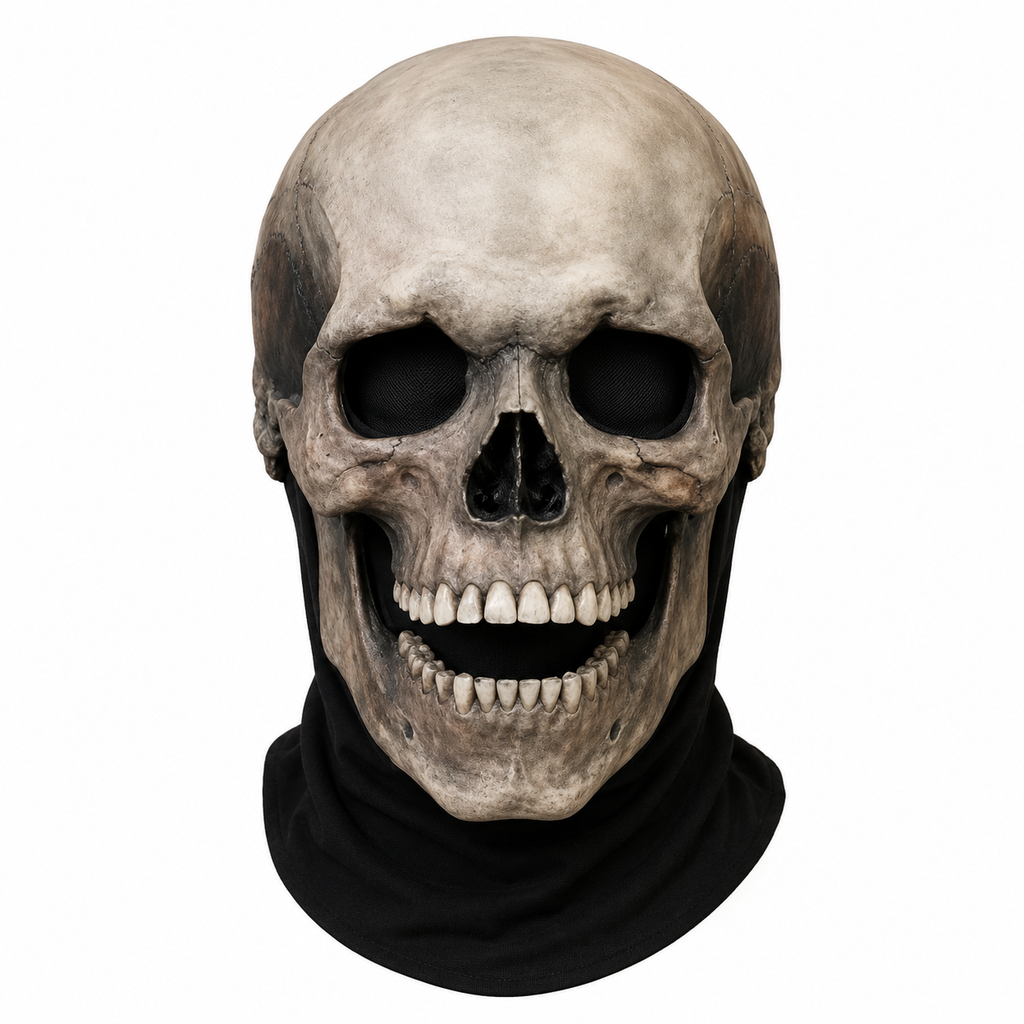 Skelet Kranium Maske i Latex & Silikone | Fleksibelt Helmaskedesign | Kostumetilbehør Til Halloween & Cosplay | Vanero