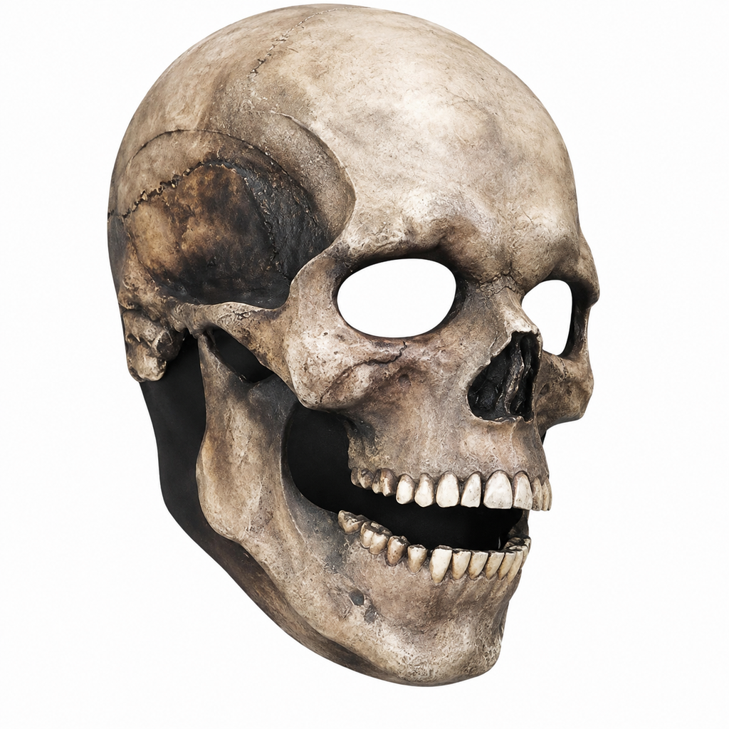Skelet Kranium Maske i Latex & Silikone | Fleksibelt Helmaskedesign | Kostumetilbehør Til Halloween & Cosplay | Vanero