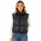 Dame Cropped Puffervest | Ærmeløst Quiltet Design | Ståkrave & Lynlåslukning Til Lag-På-Lag Efterår & Vinter | Vanero